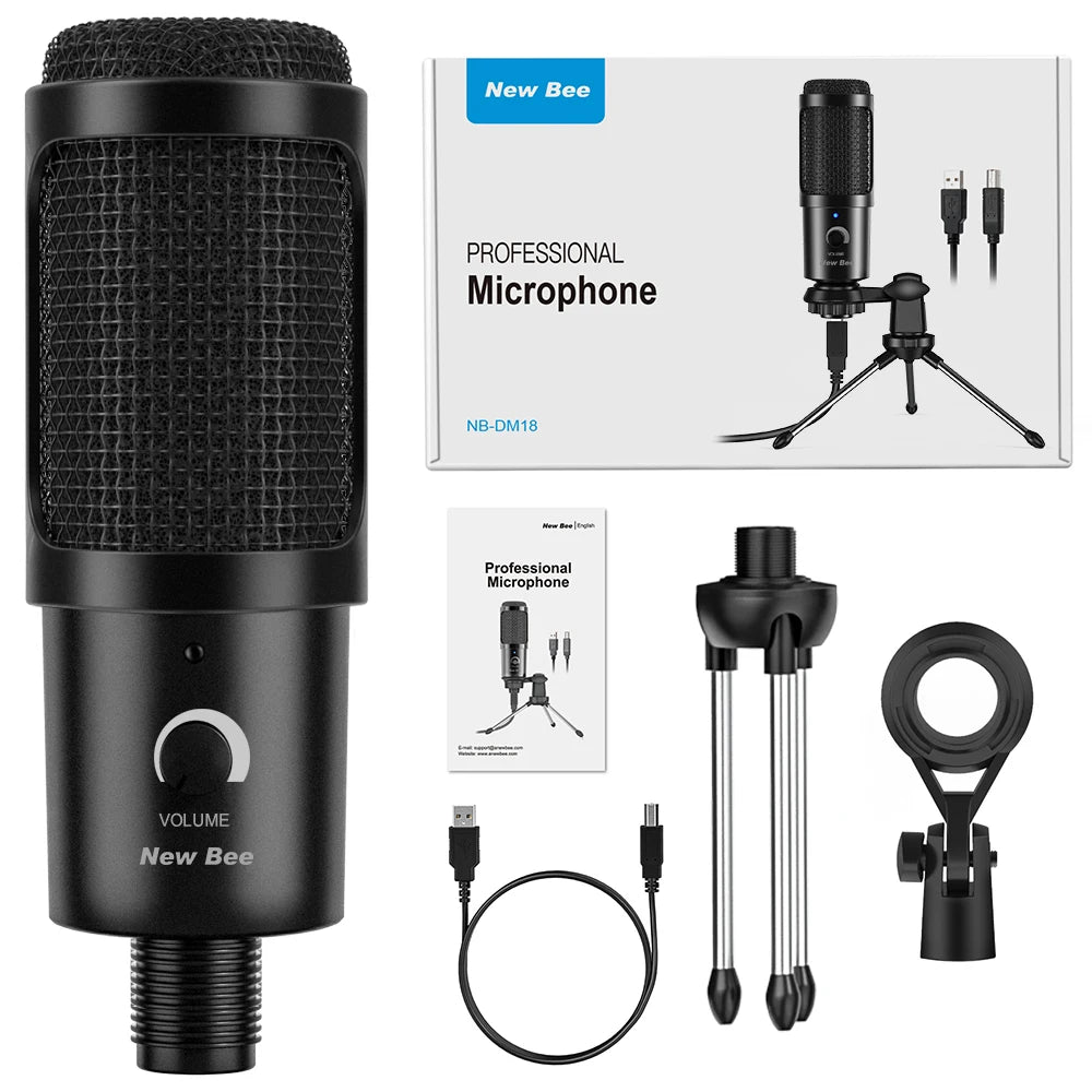 USB Condenser Mic New Bee DM18 - Pro Streaming & Recording