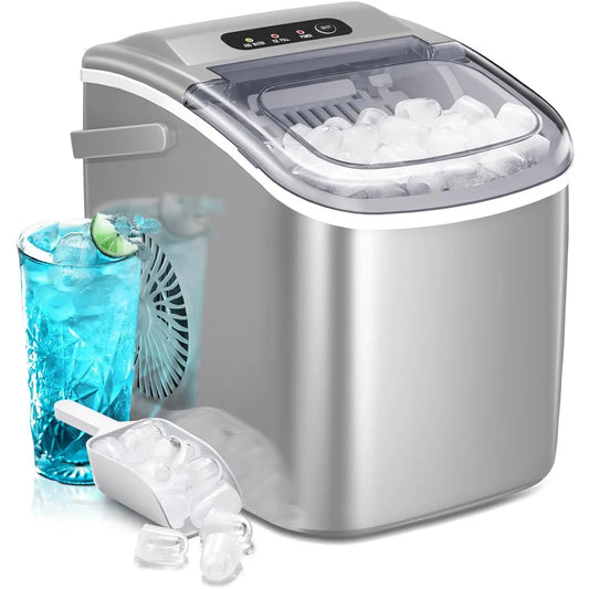 Countertop Portable Ice Maker 26Lbs/Day - Quick 7 Min Ice, Compact & Quiet, Self-Cleaning